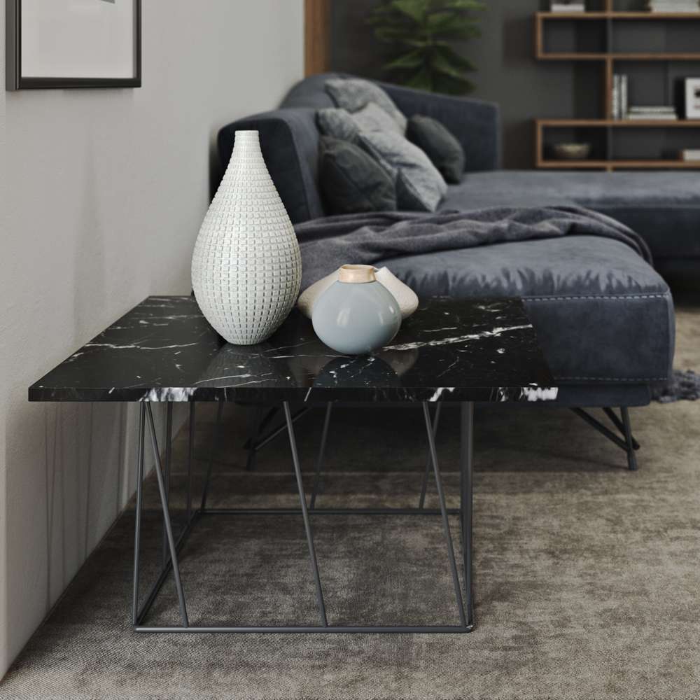 TEMAHOME - Helix 30x30 Marble-Top Coffee Table in Black Marble / Black Lacquered Steel - 9500627378 veiw 3