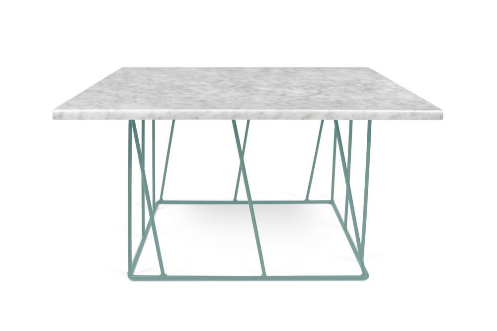 TEMAHOME - Helix 30x30 Marble-Top Coffee Table in White Marble / Sea Green Lacquered Steel - 9500627408 veiw 1