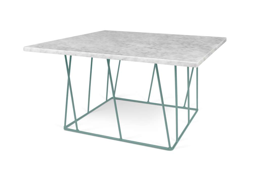 TEMAHOME - Helix 30x30 Marble-Top Coffee Table in White Marble / Sea Green Lacquered Steel - 9500627408 veiw 2