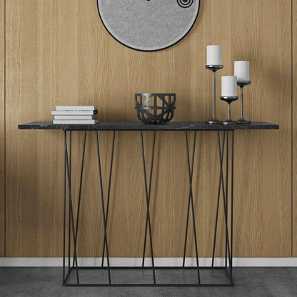 TEMAHOME - Helix Marble-Top Console in Black Marble / Black Lacquered Steel - 9500627477 veiw 3