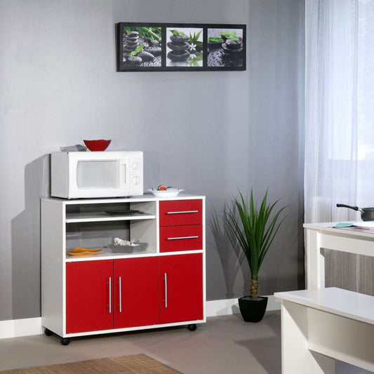 TEMAHOME - Marius Kitchen Trolley in White / Red - E8035A2179A80 veiw 2