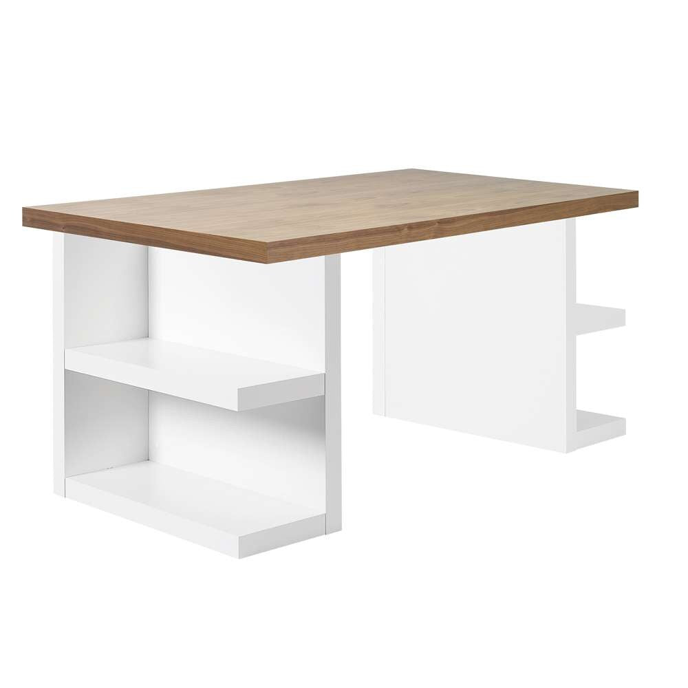 TEMAHOME - Multi 63in Table Top with Storage Legs in Walnut Top / Pure White Legs - 9500620171 veiw 1