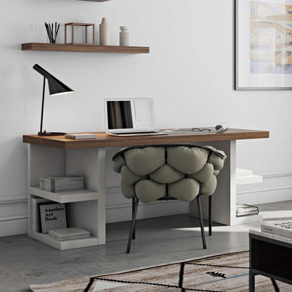 TEMAHOME - Multi 63in Table Top with Storage Legs in Walnut Top / Pure White Legs - 9500620171 veiw 3