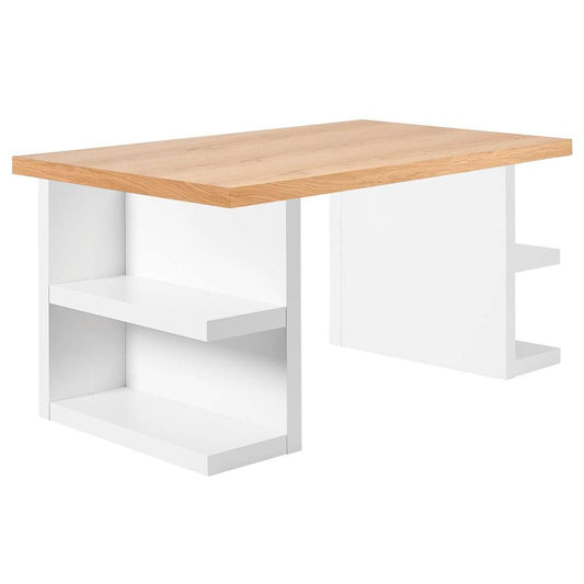 TEMAHOME - Multi 71in Table Top with Storage Legs in Oak Top / Pure White Legs - 9500620232 veiw 1