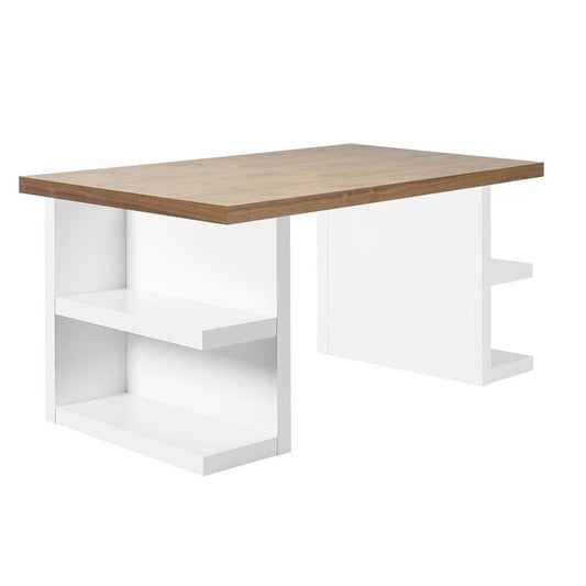 TEMAHOME - Multi 71in Table Top with Storage Legs in Walnut Top / Pure White Legs - 9500620225 veiw 1