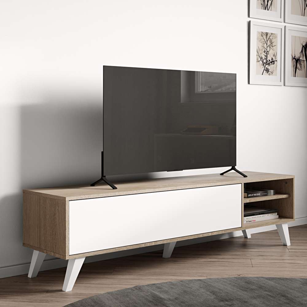 TEMAHOME - Prism TV Stand in Natural Oak Color / White - E3170A3421A01 veiw 6