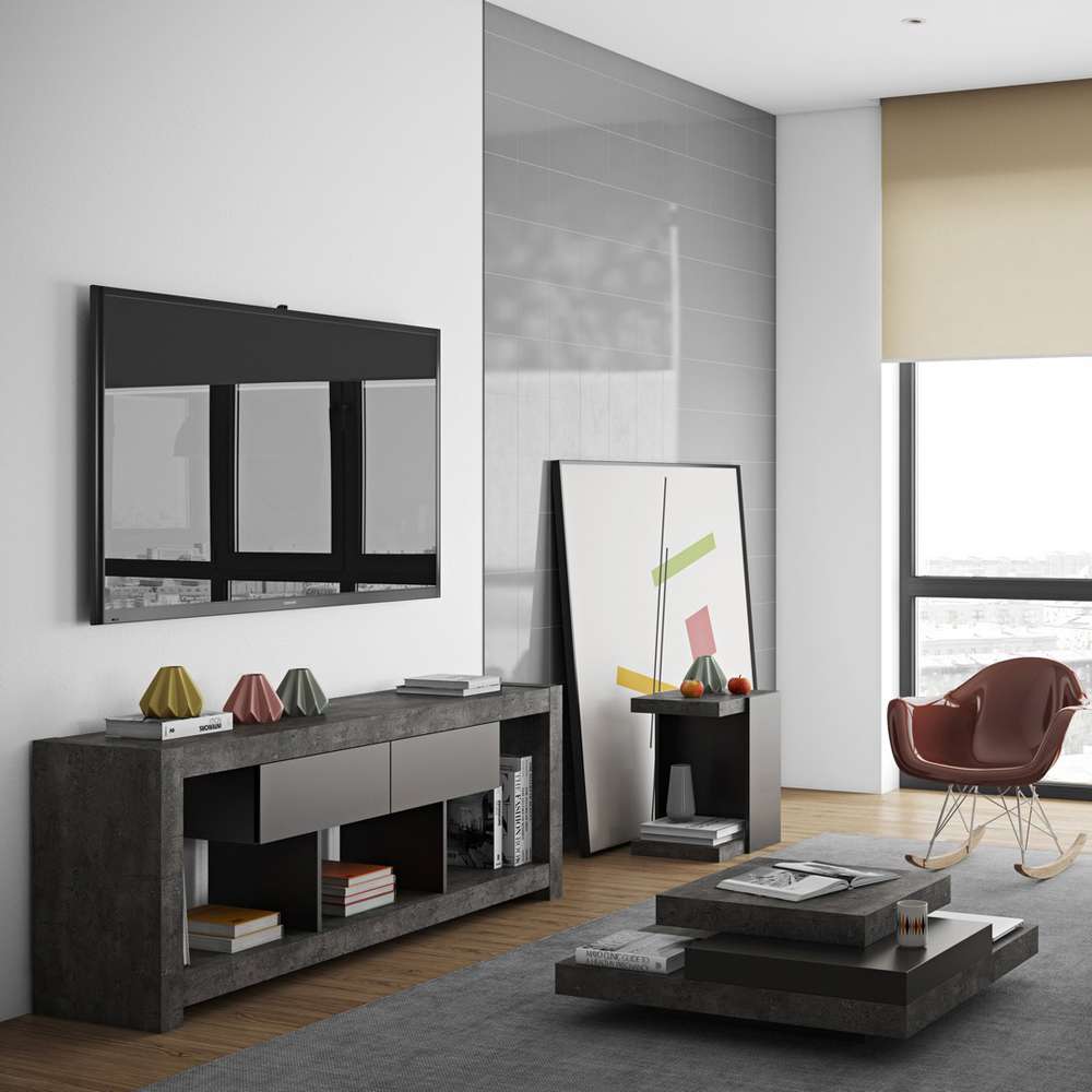 TEMAHOME - Slate 35X35 Coffee Table in Concrete Look / Pure Black - 9500627132 veiw 3