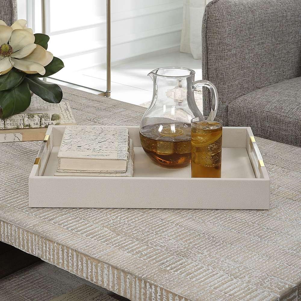Uttermost - Wessex White Shagreen Tray - 18060 veiw 2