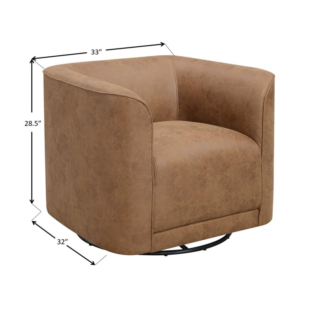 Wallace & Bay - Ryan Rustic Brown Swivel Accent Chair with 360 Swivel And U-Shape - U510319 veiw 2