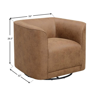 Wallace & Bay - Ryan Rustic Brown Swivel Accent Chair with 360 Swivel And U-Shape - U510319 veiw 2
