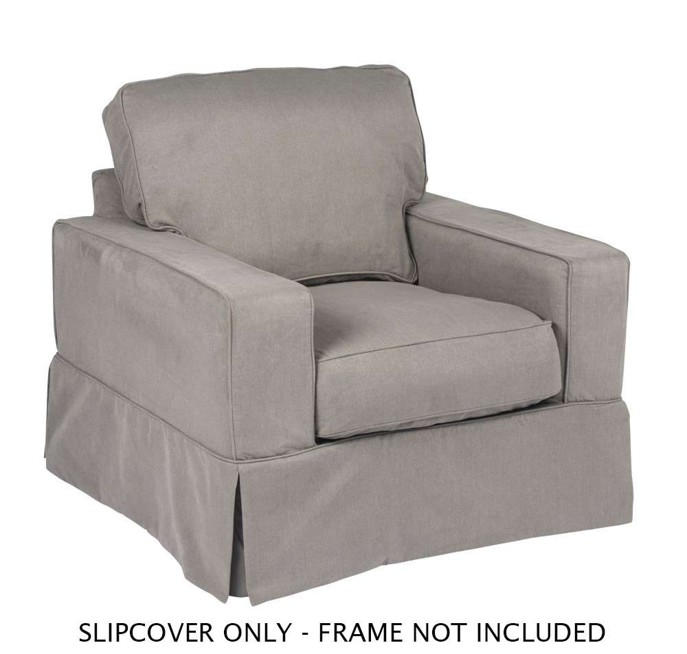 Sunset Trading - Americana Slipcover for Box Cushion Track Arm Chair - Performance Fabric - Gray - SU-108520SC-391094 veiw 1