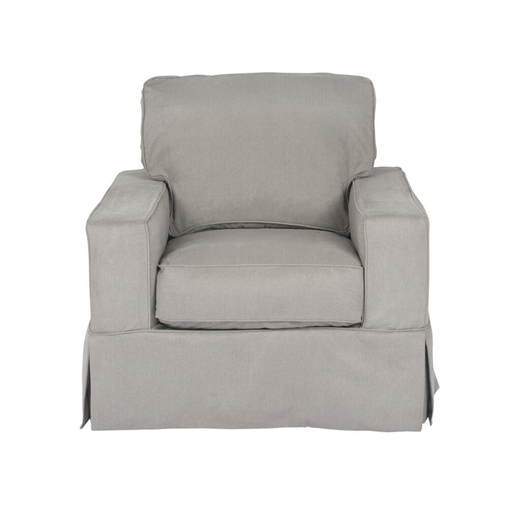 Sunset Trading - Americana Slipcover for Box Cushion Track Arm Chair - Performance Fabric - Gray - SU-108520SC-391094 veiw 2
