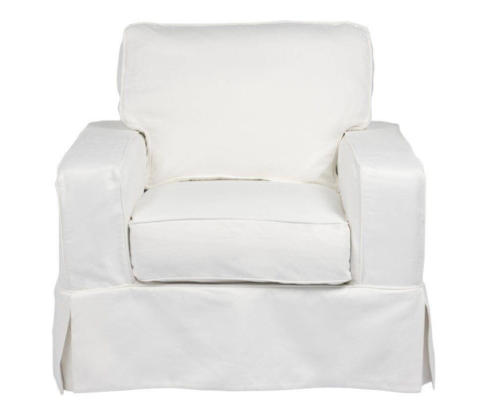 Sunset Trading - Americana Slipcover for Box Cushion Track Arm Chair - Performance Fabric - White - SU-108520SC-391081 veiw 3