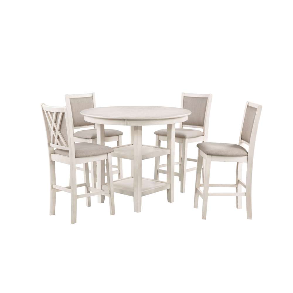 New Classic Furniture - Amy 5 Pc Counter Table Set-Bisque - D3651-52S-BSQ veiw 1