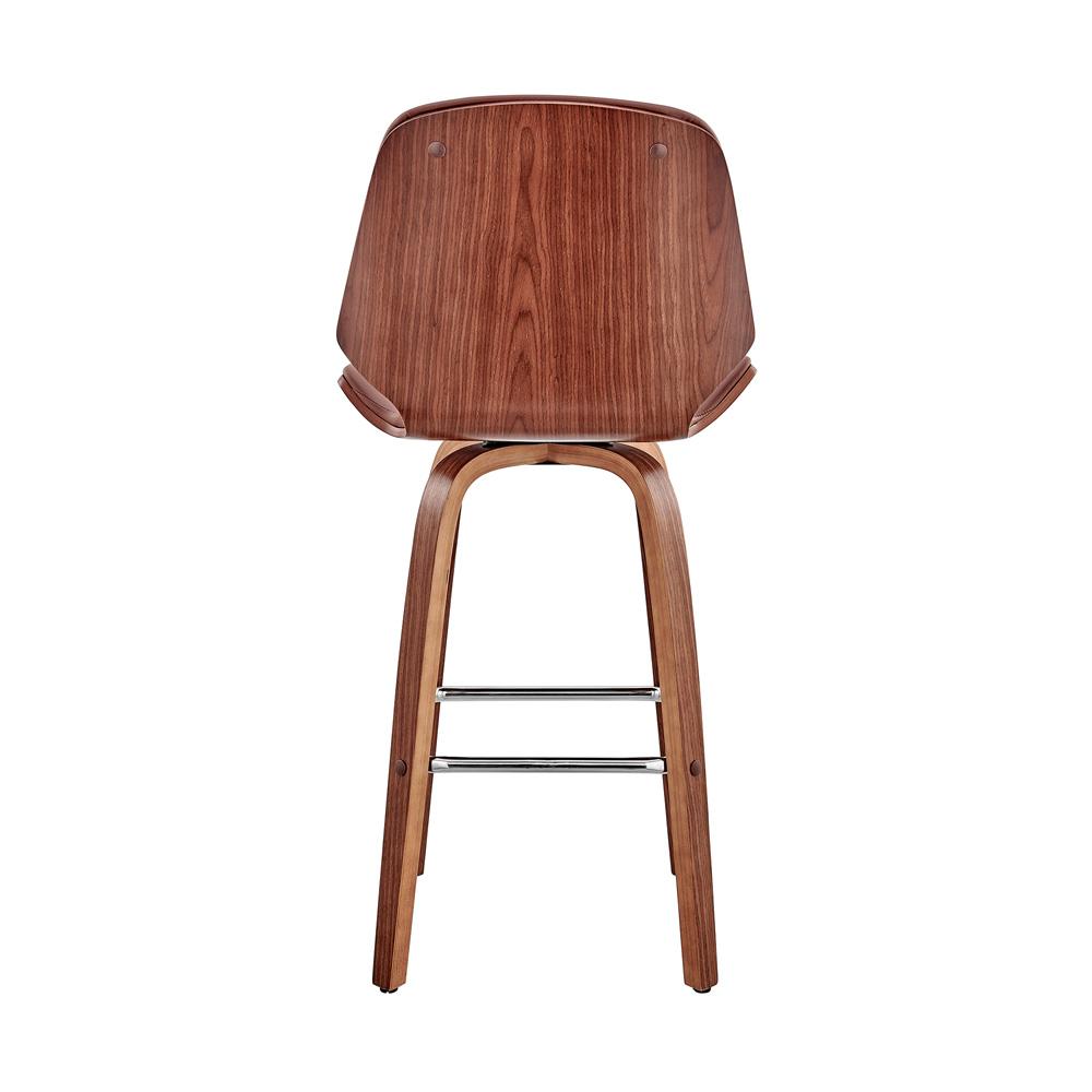 Armen Living - Arabela 26in Brown Faux Leather and Walnut Wood Swivel Bar Stool - LCAABAWABR26 veiw 5