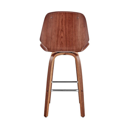 Armen Living - Arabela 26in Brown Faux Leather and Walnut Wood Swivel Bar Stool - LCAABAWABR26 veiw 5