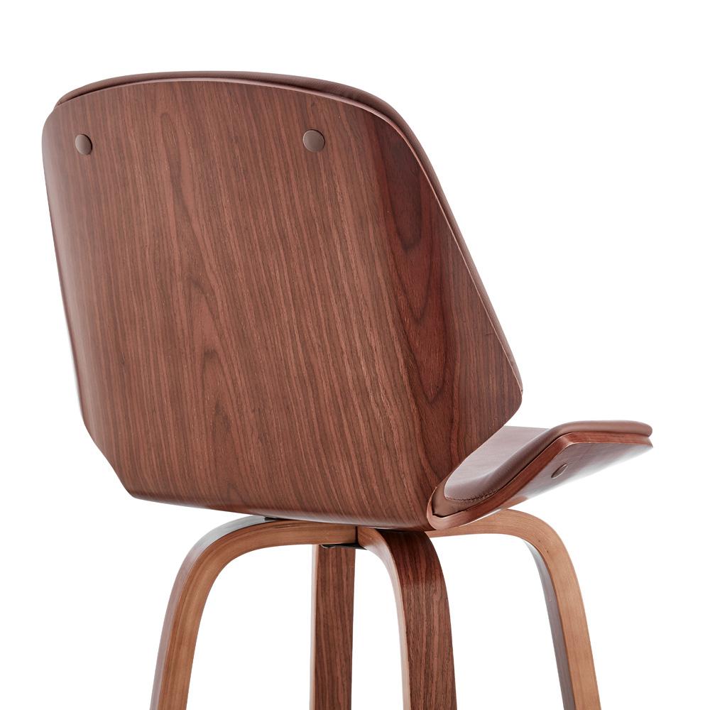 Armen Living - Arabela 26in Brown Faux Leather and Walnut Wood Swivel Bar Stool - LCAABAWABR26 veiw 7