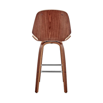 Armen Living - Arabela 26in Cream Faux Leather and Walnut Wood Swivel Bar Stool - LCAABAWACR26 veiw 5