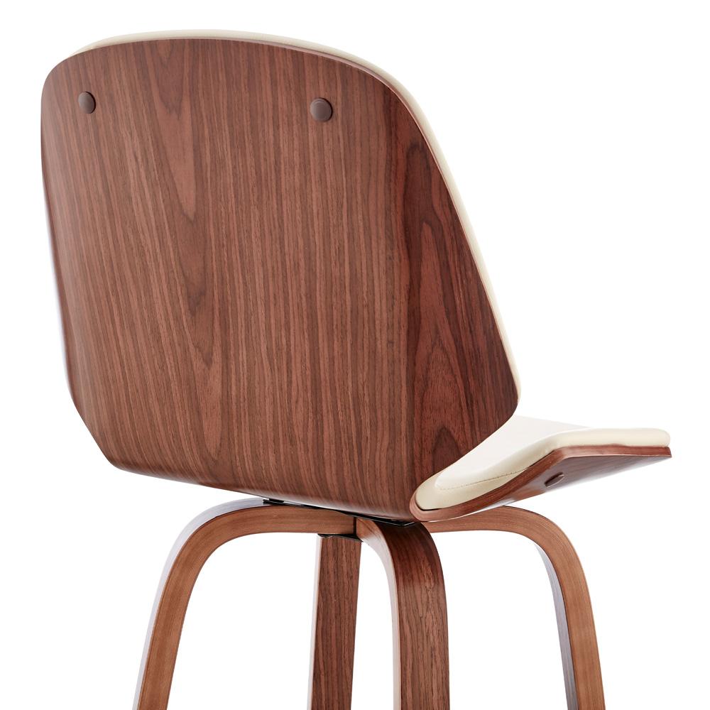 Armen Living - Arabela 26in Cream Faux Leather and Walnut Wood Swivel Bar Stool - LCAABAWACR26 veiw 7