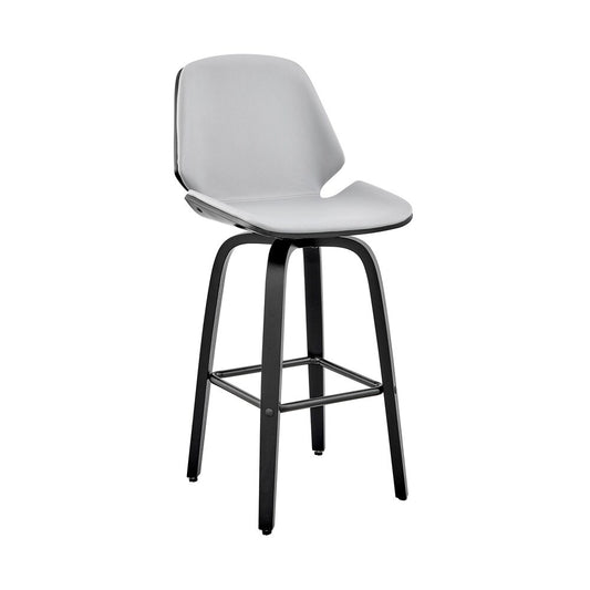 Armen Living - Arabela 26in Gray Faux Leather and Black Wood Swivel Bar Stool - LCAABABLGR26 veiw 1