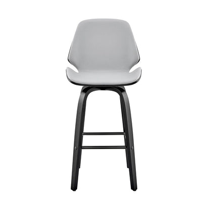 Armen Living - Arabela 26in Gray Faux Leather and Black Wood Swivel Bar Stool - LCAABABLGR26 veiw 2