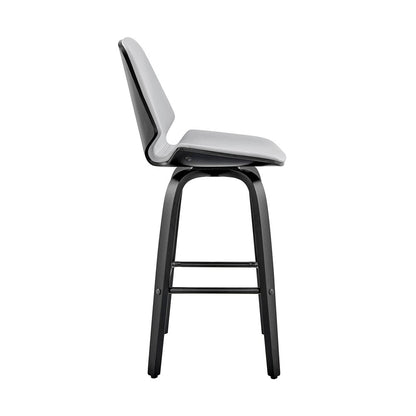 Armen Living - Arabela 26in Gray Faux Leather and Black Wood Swivel Bar Stool - LCAABABLGR26 veiw 3