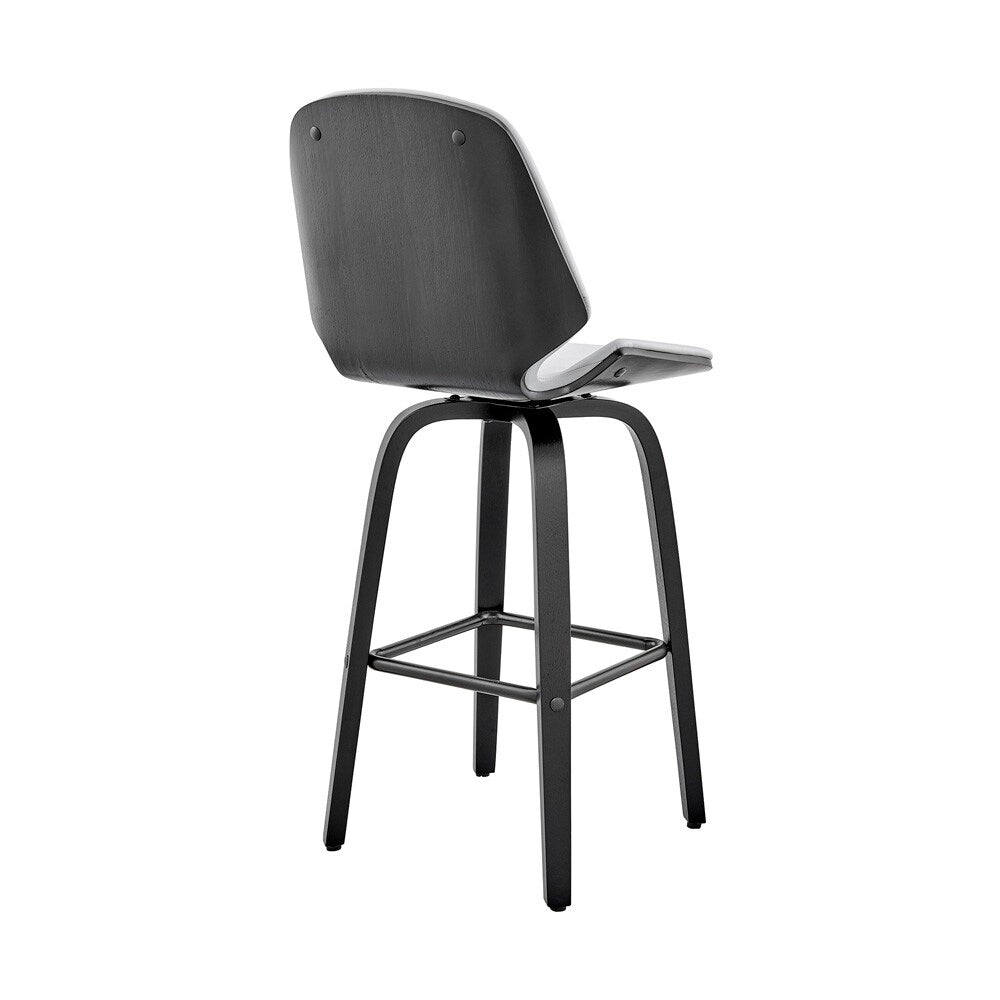 Armen Living - Arabela 26in Gray Faux Leather and Black Wood Swivel Bar Stool - LCAABABLGR26 veiw 4