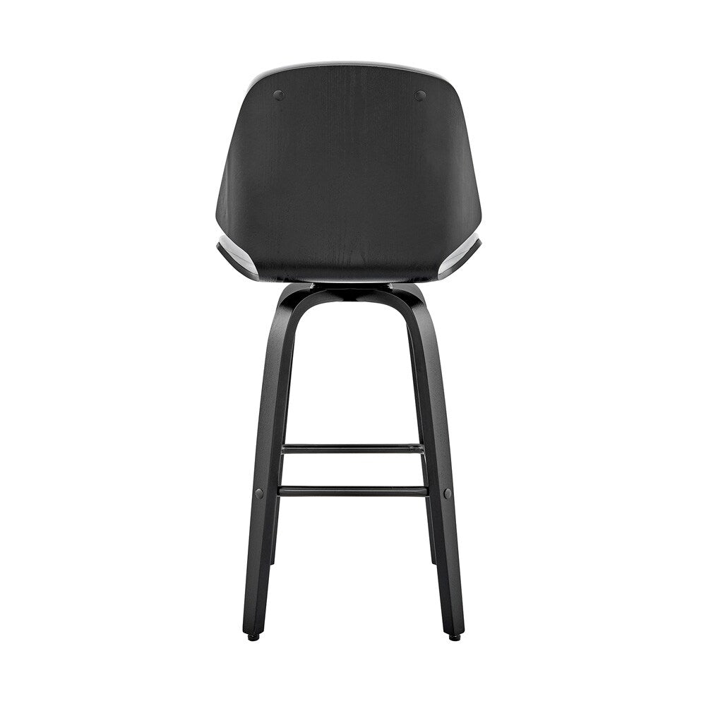 Armen Living - Arabela 26in Gray Faux Leather and Black Wood Swivel Bar Stool - LCAABABLGR26 veiw 5