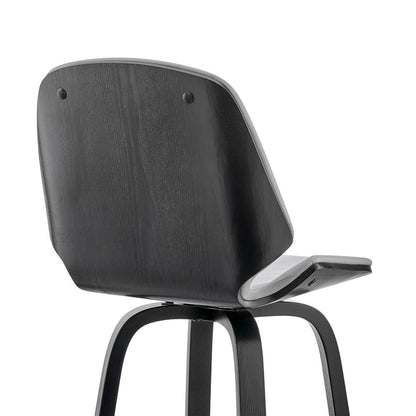 Armen Living - Arabela 26in Gray Faux Leather and Black Wood Swivel Bar Stool - LCAABABLGR26 veiw 7