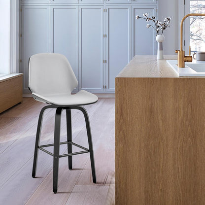 Armen Living - Arabela 26in Gray Faux Leather and Black Wood Swivel Bar Stool - LCAABABLGR26 veiw 10