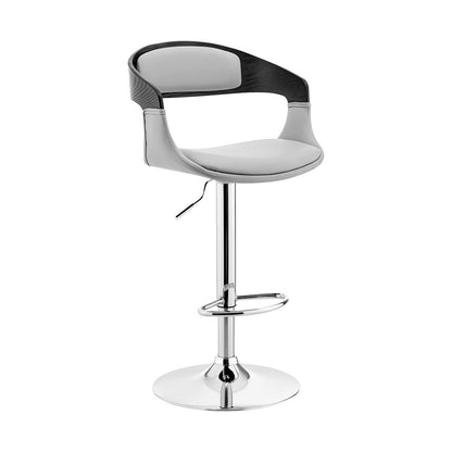 Armen Living - Benson Adjustable Gray Faux Leather and Black Wood Bar Stool with Chrome Base - LCBNBABLGR veiw 1