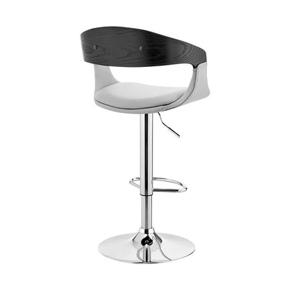 Armen Living - Benson Adjustable Gray Faux Leather and Black Wood Bar Stool with Chrome Base - LCBNBABLGR veiw 4