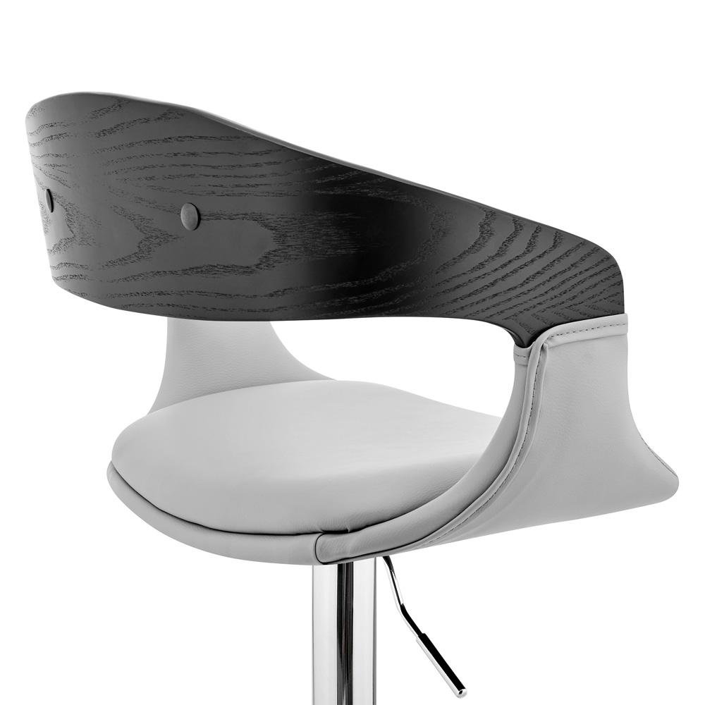 Armen Living - Benson Adjustable Gray Faux Leather and Black Wood Bar Stool with Chrome Base - LCBNBABLGR veiw 7