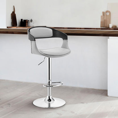Armen Living - Benson Adjustable Gray Faux Leather and Black Wood Bar Stool with Chrome Base - LCBNBABLGR veiw 10