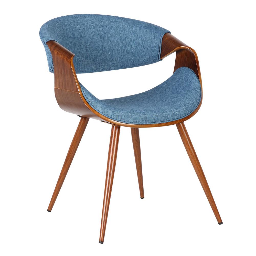 Armen Living - Butterfly Mid-Century Dining Chair in Walnut Finish and Blue Fabric - LCBUCHWABL veiw 1