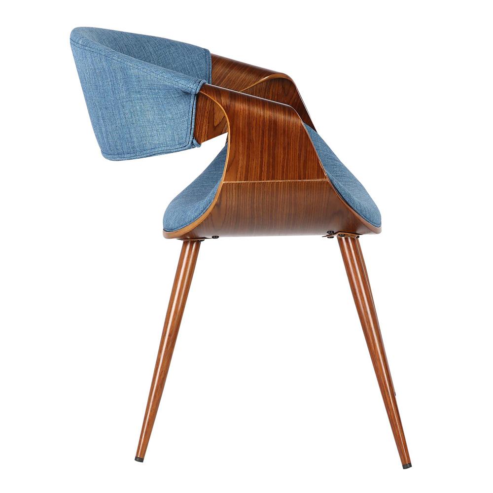 Armen Living - Butterfly Mid-Century Dining Chair in Walnut Finish and Blue Fabric - LCBUCHWABL veiw 3