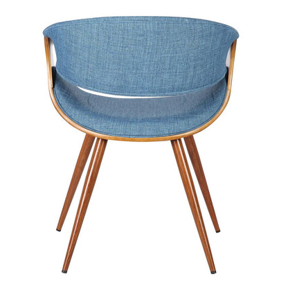 Armen Living - Butterfly Mid-Century Dining Chair in Walnut Finish and Blue Fabric - LCBUCHWABL veiw 4