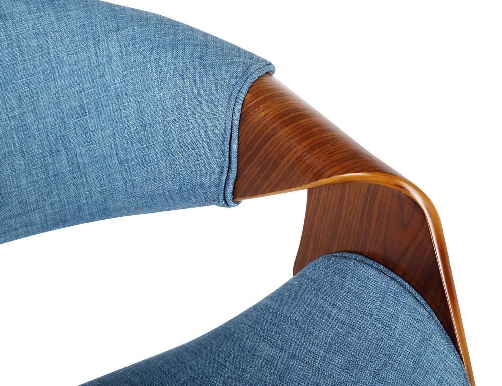 Armen Living - Butterfly Mid-Century Dining Chair in Walnut Finish and Blue Fabric - LCBUCHWABL veiw 6