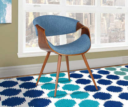 Armen Living - Butterfly Mid-Century Dining Chair in Walnut Finish and Blue Fabric - LCBUCHWABL veiw 8
