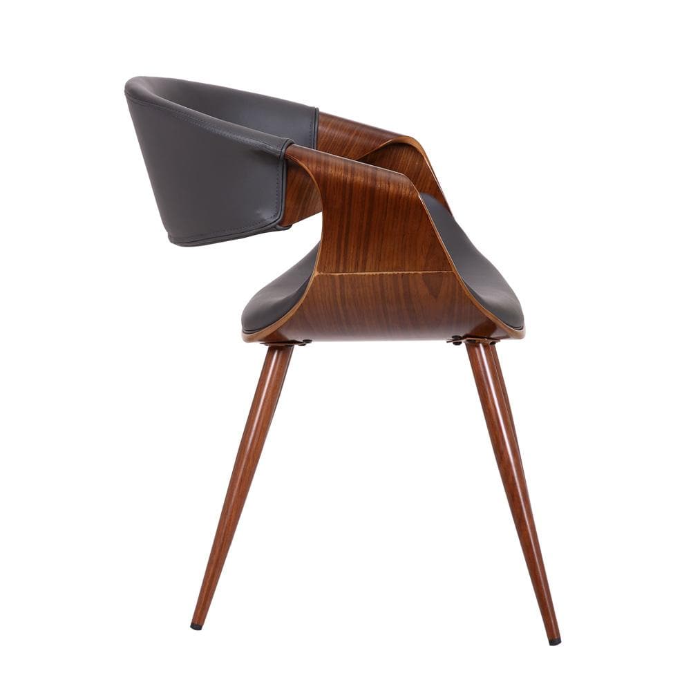 Armen Living - Butterfly Mid-Century Dining Chair in Walnut Finish and Gray Fabric - LCBUCHWAGREY veiw 3