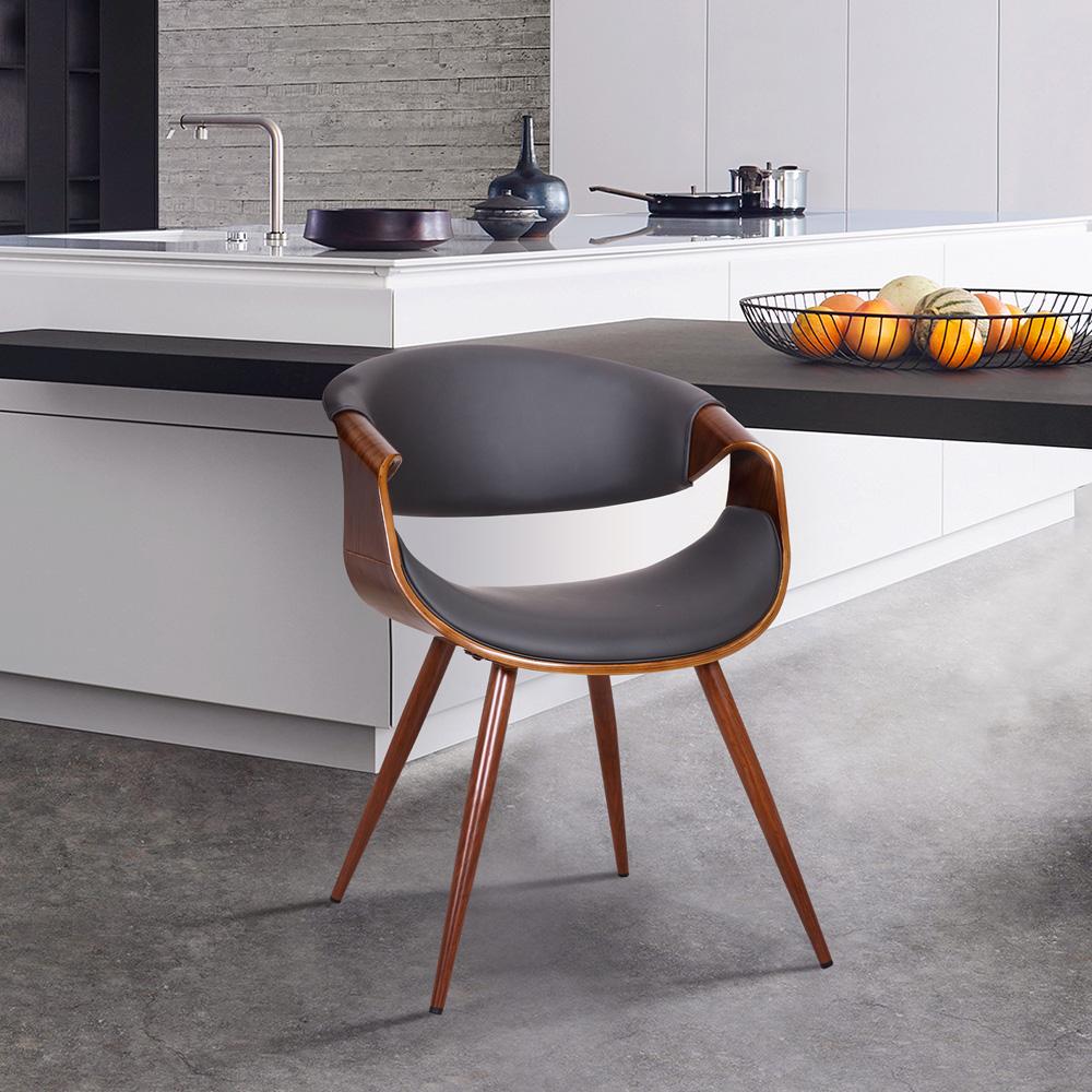 Armen Living - Butterfly Mid-Century Dining Chair in Walnut Finish and Gray Fabric - LCBUCHWAGREY veiw 6