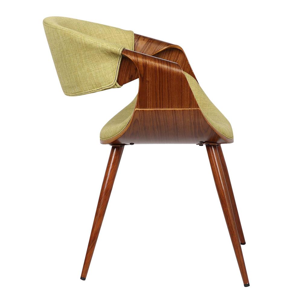 Armen Living - Butterfly Mid-Century Dining Chair in Walnut Finish and Green Fabric - LCBUCHWAGR veiw 3