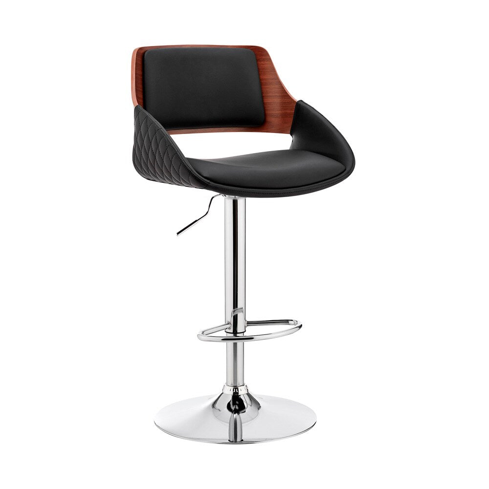Armen Living - Colby Adjustable Black Faux Leather and Chrome Finish Bar Stool - LCCYBAWABL veiw 1