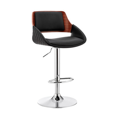 Armen Living - Colby Adjustable Black Faux Leather and Chrome Finish Bar Stool - LCCYBAWABL veiw 1