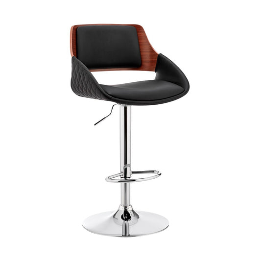Armen Living - Colby Adjustable Black Faux Leather and Chrome Finish Bar Stool - LCCYBAWABL veiw 1