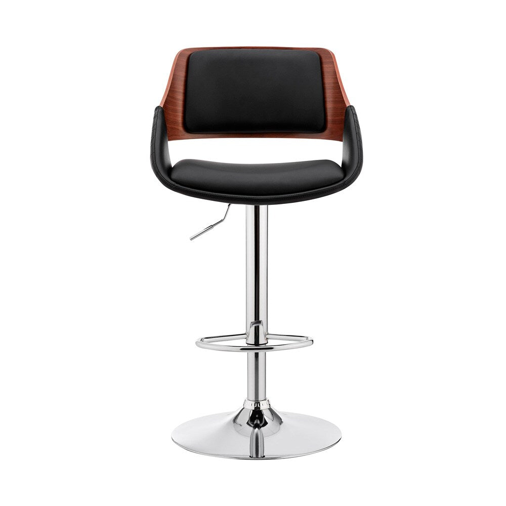 Armen Living - Colby Adjustable Black Faux Leather and Chrome Finish Bar Stool - LCCYBAWABL veiw 2
