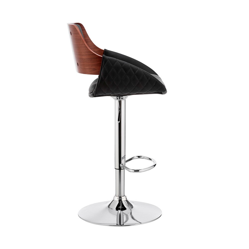 Armen Living - Colby Adjustable Black Faux Leather and Chrome Finish Bar Stool - LCCYBAWABL veiw 3