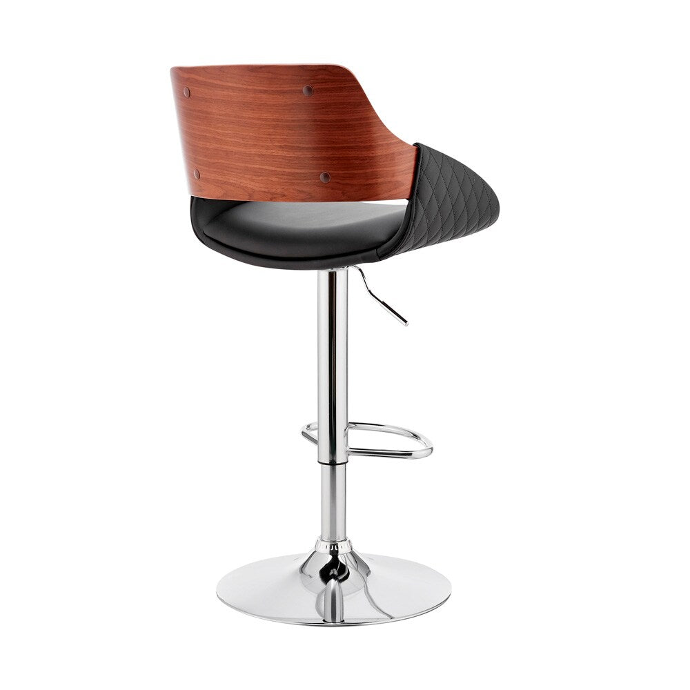 Armen Living - Colby Adjustable Black Faux Leather and Chrome Finish Bar Stool - LCCYBAWABL veiw 4