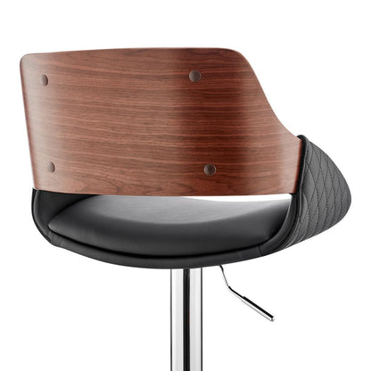 Armen Living - Colby Adjustable Black Faux Leather and Chrome Finish Bar Stool - LCCYBAWABL veiw 7