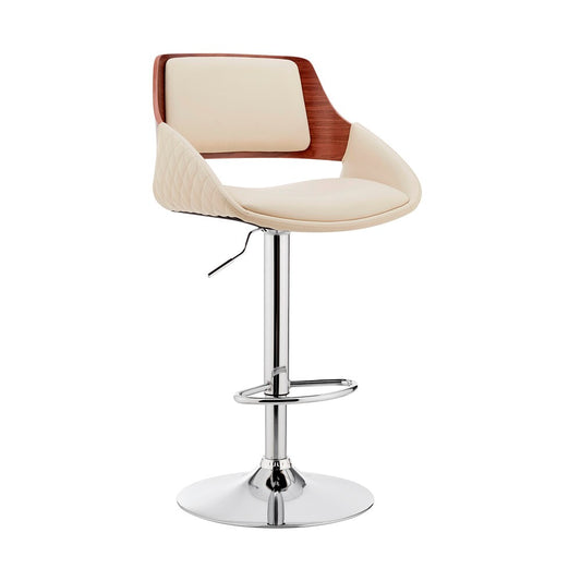 Armen Living - Colby Adjustable Cream Faux Leather and Chrome Finish Bar Stool - LCCYBAWACR veiw 1